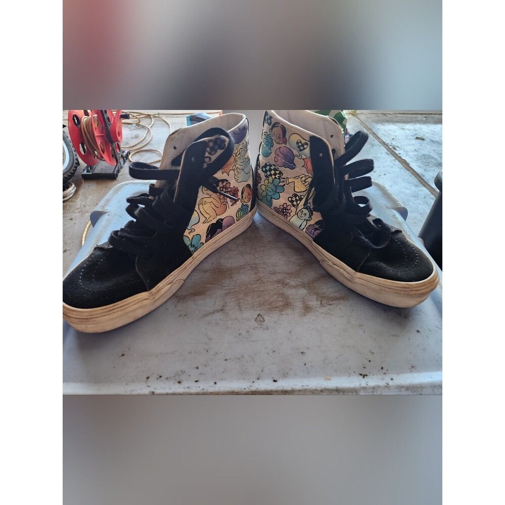 Vans Old Skool Black High-Top Sneakers with Floral Cartoon Side Panels